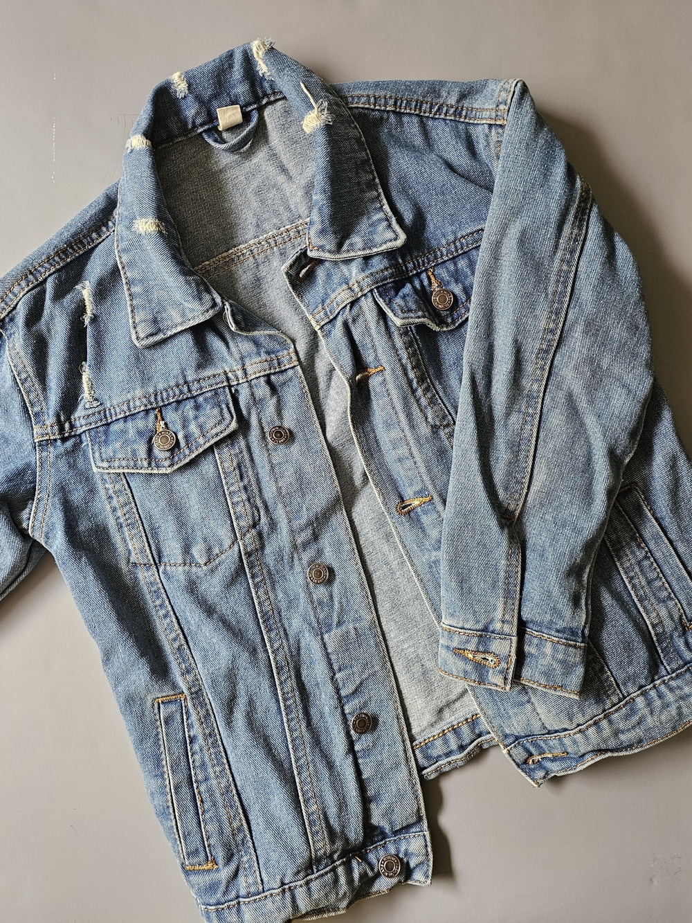 SHEIN Light Blue Distressed Kids Denim Jean Jacket